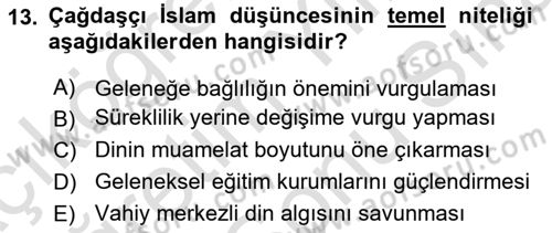 Hadis Dersi 2025 - 2026 Yılı (Final) Dönem Sonu Sınav Soruları 13. Soru