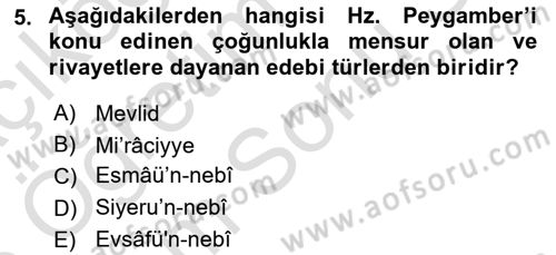 Hadis Dersi 2025 - 2026 Yılı (Final) Dönem Sonu Sınav Soruları 5. Soru