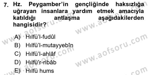 Hadis Dersi 2025 - 2026 Yılı (Final) Dönem Sonu Sınav Soruları 7. Soru