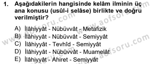 Kelam´a Giriş Dersi 2012 - 2013 Yılı (Final) Dönem Sonu Sınav Soruları 1. Soru