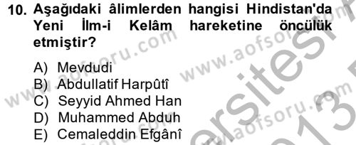 Kelam´a Giriş Dersi 2012 - 2013 Yılı (Final) Dönem Sonu Sınav Soruları 10. Soru