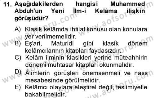 Kelam´a Giriş Dersi 2012 - 2013 Yılı (Final) Dönem Sonu Sınav Soruları 11. Soru