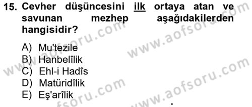 Kelam´a Giriş Dersi 2012 - 2013 Yılı (Final) Dönem Sonu Sınav Soruları 15. Soru