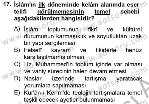 Kelam´a Giriş Dersi 2012 - 2013 Yılı (Final) Dönem Sonu Sınav Soruları 17. Soru
