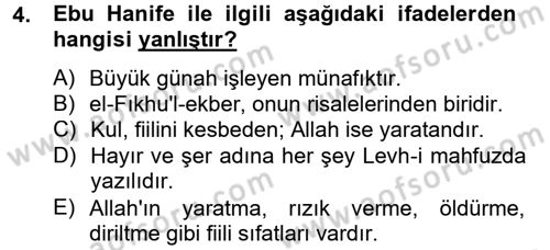 Kelam´a Giriş Dersi 2012 - 2013 Yılı (Final) Dönem Sonu Sınav Soruları 4. Soru