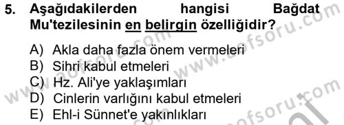 Kelam´a Giriş Dersi 2012 - 2013 Yılı (Final) Dönem Sonu Sınav Soruları 5. Soru
