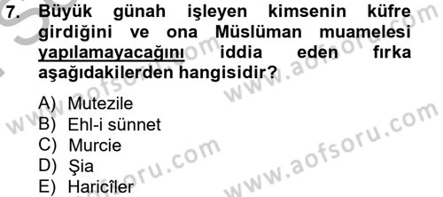 Kelam´a Giriş Dersi 2012 - 2013 Yılı (Final) Dönem Sonu Sınav Soruları 7. Soru