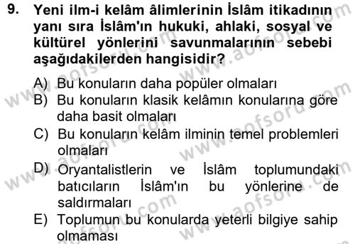 Kelam´a Giriş Dersi 2012 - 2013 Yılı (Final) Dönem Sonu Sınav Soruları 9. Soru