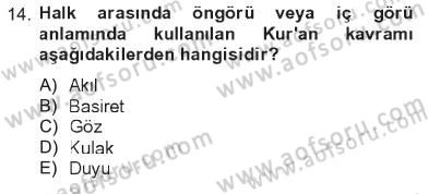 Kelam´a Giriş Dersi 2012 - 2013 Yılı Tek Ders Sınav Soruları 14. Soru
