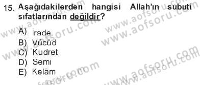 Kelam´a Giriş Dersi 2012 - 2013 Yılı Tek Ders Sınav Soruları 15. Soru