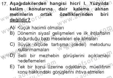 Kelam´a Giriş Dersi 2012 - 2013 Yılı Tek Ders Sınav Soruları 17. Soru