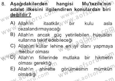 Kelam´a Giriş Dersi 2012 - 2013 Yılı Tek Ders Sınav Soruları 8. Soru