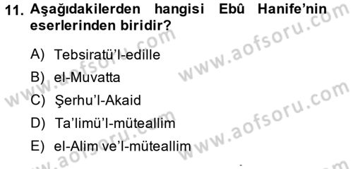 Kelam´a Giriş Dersi 2013 - 2014 Yılı (Vize) Ara Sınav Soruları 11. Soru