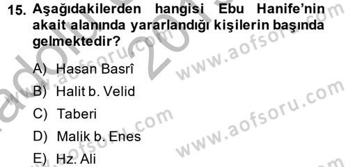 Kelam´a Giriş Dersi 2013 - 2014 Yılı (Vize) Ara Sınav Soruları 15. Soru