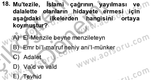 Kelam´a Giriş Dersi 2013 - 2014 Yılı (Vize) Ara Sınav Soruları 18. Soru