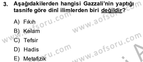 Kelam´a Giriş Dersi 2013 - 2014 Yılı (Vize) Ara Sınav Soruları 3. Soru