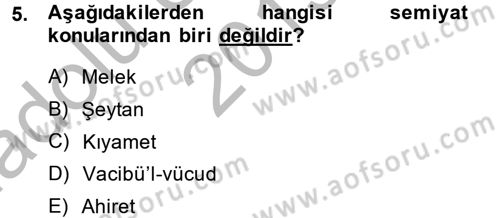 Kelam´a Giriş Dersi 2013 - 2014 Yılı (Vize) Ara Sınav Soruları 5. Soru