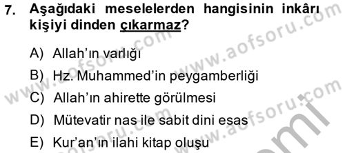 Kelam´a Giriş Dersi 2013 - 2014 Yılı (Vize) Ara Sınav Soruları 7. Soru