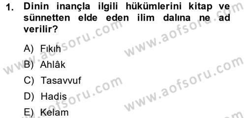 Kelam´a Giriş Dersi 2013 - 2014 Yılı (Final) Dönem Sonu Sınav Soruları 1. Soru
