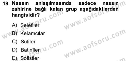 Kelam´a Giriş Dersi 2013 - 2014 Yılı (Final) Dönem Sonu Sınav Soruları 19. Soru