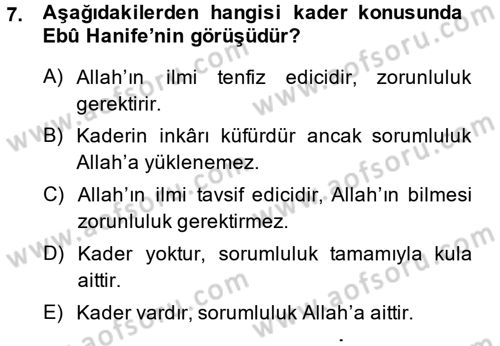 Kelam´a Giriş Dersi 2013 - 2014 Yılı (Final) Dönem Sonu Sınav Soruları 7. Soru