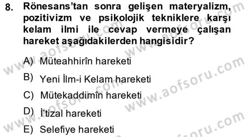 Kelam´a Giriş Dersi 2013 - 2014 Yılı (Final) Dönem Sonu Sınav Soruları 8. Soru