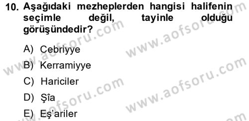 Kelam´a Giriş Dersi 2014 - 2015 Yılı (Vize) Ara Sınav Soruları 10. Soru