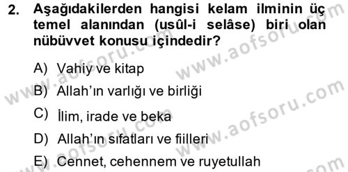 Kelam´a Giriş Dersi 2014 - 2015 Yılı (Vize) Ara Sınav Soruları 2. Soru