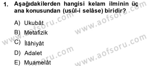 Kelam´a Giriş Dersi 2014 - 2015 Yılı (Final) Dönem Sonu Sınav Soruları 1. Soru