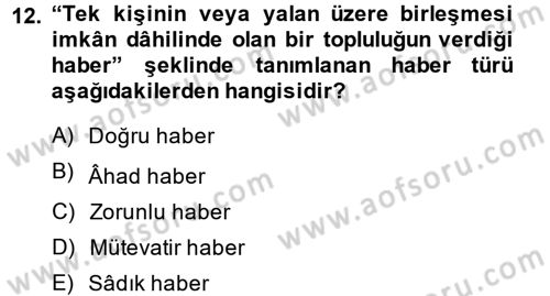 Kelam´a Giriş Dersi 2014 - 2015 Yılı (Final) Dönem Sonu Sınav Soruları 12. Soru