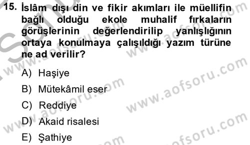 Kelam´a Giriş Dersi 2014 - 2015 Yılı (Final) Dönem Sonu Sınav Soruları 15. Soru