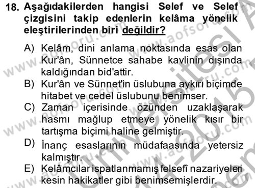 Kelam´a Giriş Dersi 2014 - 2015 Yılı (Final) Dönem Sonu Sınav Soruları 18. Soru