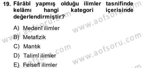 Kelam´a Giriş Dersi 2014 - 2015 Yılı (Final) Dönem Sonu Sınav Soruları 19. Soru