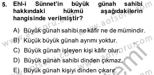 Kelam´a Giriş Dersi 2014 - 2015 Yılı (Final) Dönem Sonu Sınav Soruları 5. Soru