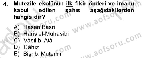 Kelam´a Giriş Dersi 2014 - 2015 Yılı Tek Ders Sınav Soruları 4. Soru