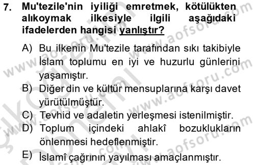 Kelam´a Giriş Dersi 2014 - 2015 Yılı Tek Ders Sınav Soruları 7. Soru