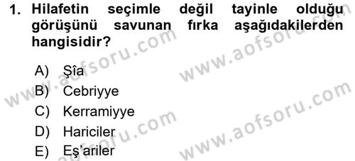 Kelam´a Giriş Dersi 2015 - 2016 Yılı (Vize) Ara Sınav Soruları 1. Soru