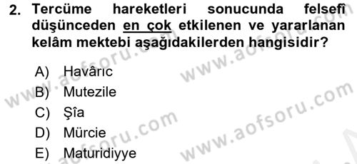 Kelam´a Giriş Dersi 2015 - 2016 Yılı (Vize) Ara Sınav Soruları 2. Soru