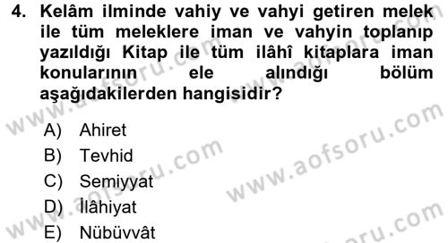Kelam´a Giriş Dersi 2015 - 2016 Yılı (Vize) Ara Sınav Soruları 4. Soru