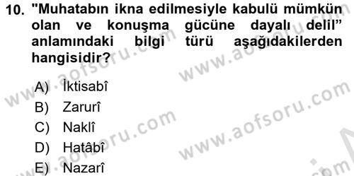 Kelam´a Giriş Dersi 2015 - 2016 Yılı (Final) Dönem Sonu Sınav Soruları 10. Soru