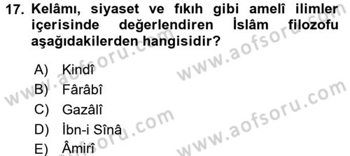 Kelam´a Giriş Dersi 2015 - 2016 Yılı (Final) Dönem Sonu Sınav Soruları 17. Soru
