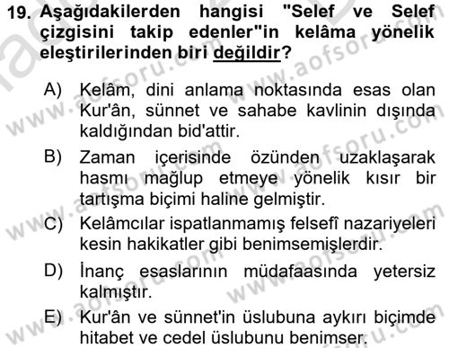 Kelam´a Giriş Dersi 2015 - 2016 Yılı (Final) Dönem Sonu Sınav Soruları 19. Soru