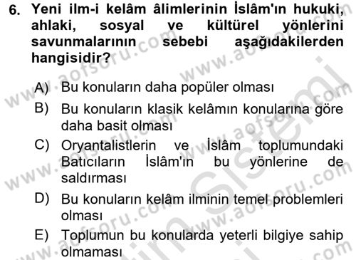 Kelam´a Giriş Dersi 2015 - 2016 Yılı (Final) Dönem Sonu Sınav Soruları 6. Soru