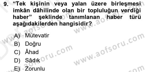 Kelam´a Giriş Dersi 2015 - 2016 Yılı Tek Ders Sınav Soruları 9. Soru