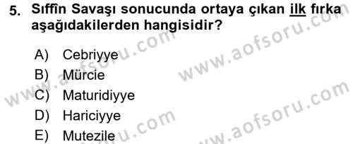 Kelam´a Giriş Dersi 2016 - 2017 Yılı (Vize) Ara Sınav Soruları 5. Soru