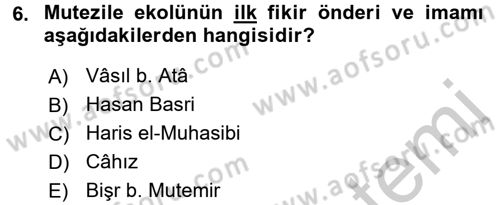 Kelam´a Giriş Dersi 2016 - 2017 Yılı (Vize) Ara Sınav Soruları 6. Soru