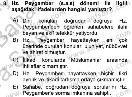 Kelam´a Giriş Dersi 2016 - 2017 Yılı (Vize) Ara Sınav Soruları 8. Soru