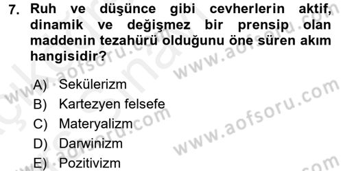 Kelam´a Giriş Dersi 2017 - 2018 Yılı 3 Ders Sınav Soruları 7. Soru