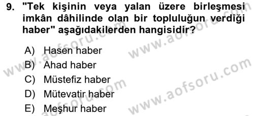 Kelam´a Giriş Dersi 2017 - 2018 Yılı 3 Ders Sınav Soruları 9. Soru