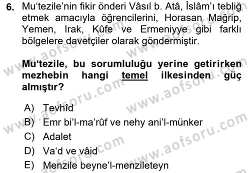 Kelam´a Giriş Dersi 2017 - 2018 Yılı (Vize) Ara Sınav Soruları 6. Soru